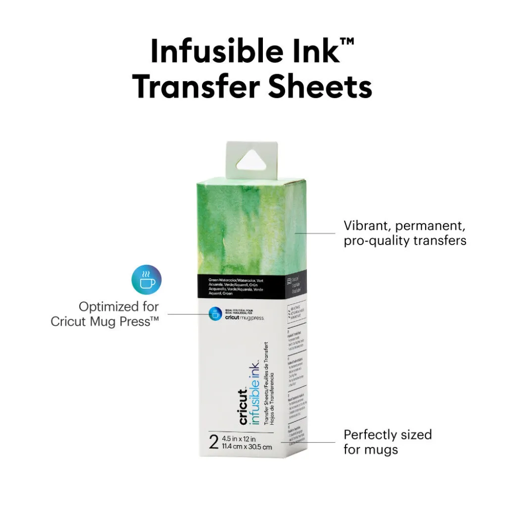 Cricut Infusible Ink^Feuilles de transfert Infusible Ink™ (2 unités), Vert Aquarela