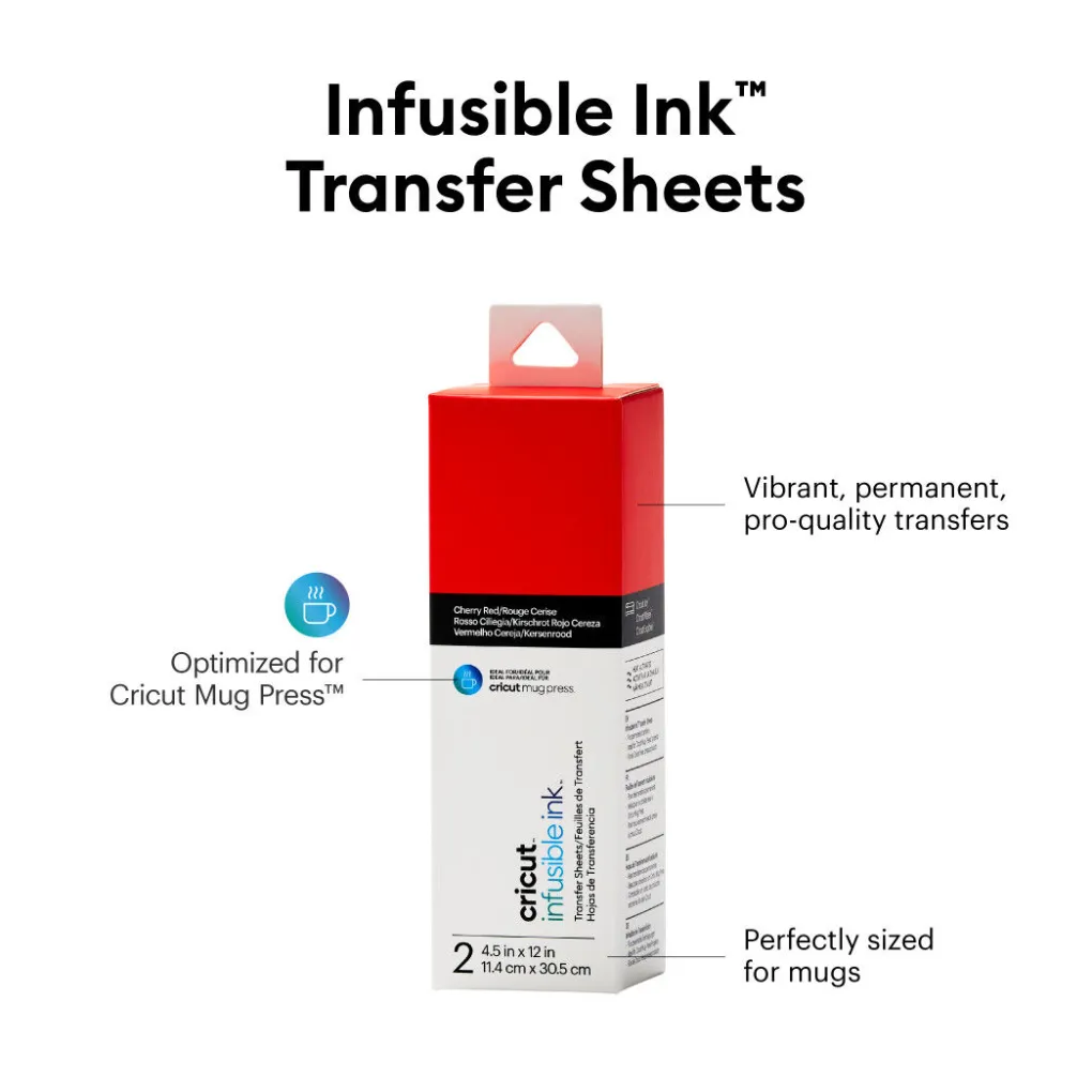 Cricut Infusible Ink^Feuilles de transfert Infusible Ink™ (2 unités), Rouge Cerise