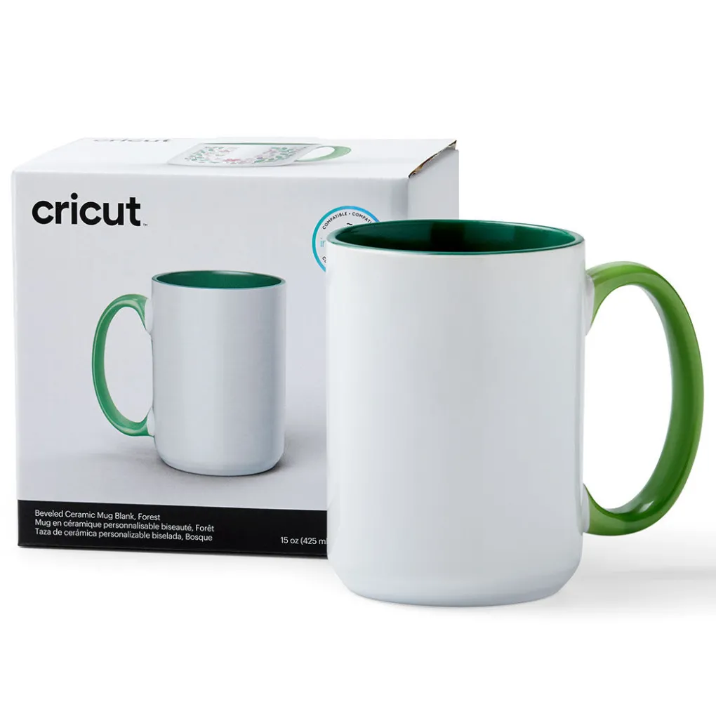 Cricut Infusible Ink|Supports Personnalisables^Mug biseauté en céramique à personnaliser - Vert Forét, 425 ml (15 oz) (1 unité)