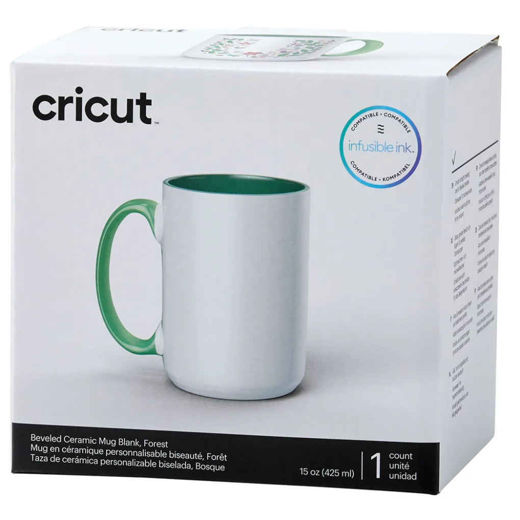 Cricut Infusible Ink|Supports Personnalisables^Mug biseauté en céramique à personnaliser - Vert Forét, 425 ml (15 oz) (1 unité)