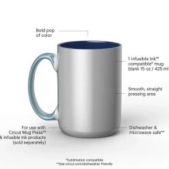 Cricut Infusible Ink|Supports Personnalisables^Mug biseauté en céramique à personnaliser - Océan, 425ml (15oz) (1unité)