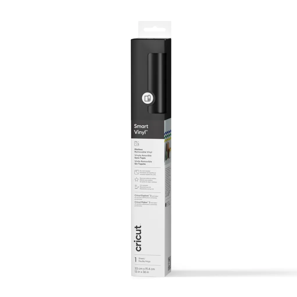 Cricut Gamme Smart Materials|Vinyle^Smart Vinyl™ - Amovible (0,9m / 3 pi), Noir