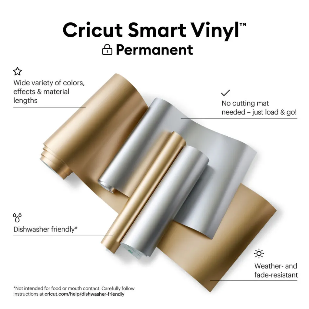 Cricut Vinyle|Gamme Smart Materials^Smart Vinyl™ Mat métallisé - Permanent (0,9m)