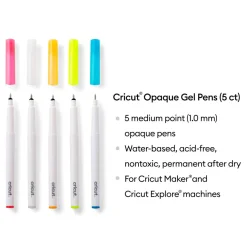 Cricut Stylos Et Marqueurs|Stylos Et Marqueurs^Stylo gel opaque 1,0mm, rose/blanc/orange/jaune/bleu (5unités)
