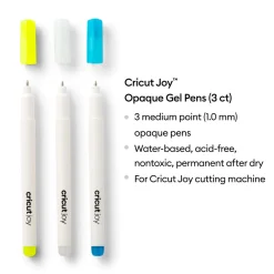 Cricut Stylos Et Marqueurs|Stylos Et Marqueurs^Stylos à encre gel opaques Joy™ 1,0mm, jaune/blanc/bleu (3unités)