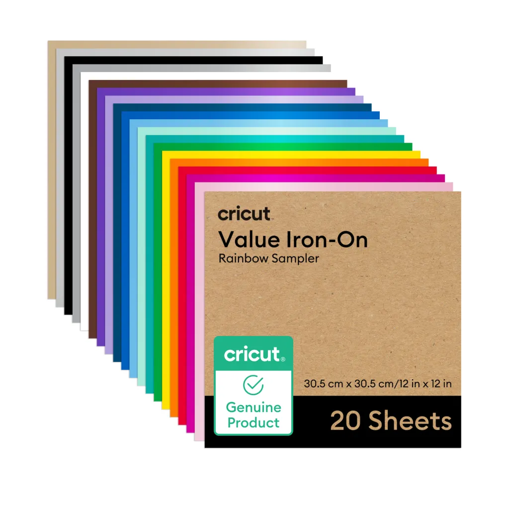 Cricut Matériaux Économiques|Thermocollant (htv)^Thermocollant économique, collection Rainbow - 30,5 cm × 30,5 cm (12 po × 12 po) (20 unités)