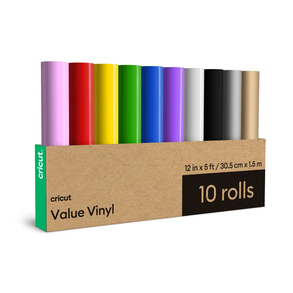 Cricut Matériaux Économiques|Vinyle^Vinyle économique, collection Rainbow - 30,5 cm × 1,5 m (12 po × 5 pi) (10 unités)