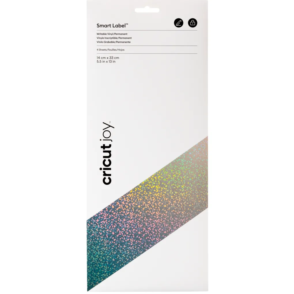 Cricut La Gamme Joy|Vinyle^Vinyle inscriptible Smart Label™ Joy™ -Permanent, argent holographique