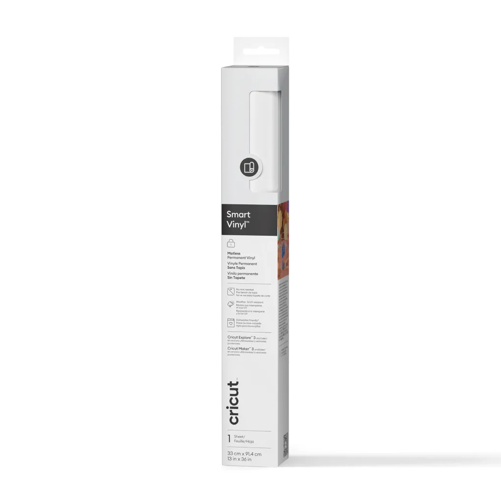 Cricut Vinyle^Vinyle permanent sans tapis Smart Vinyl™ (0,9 m / 3 pi), Blanc