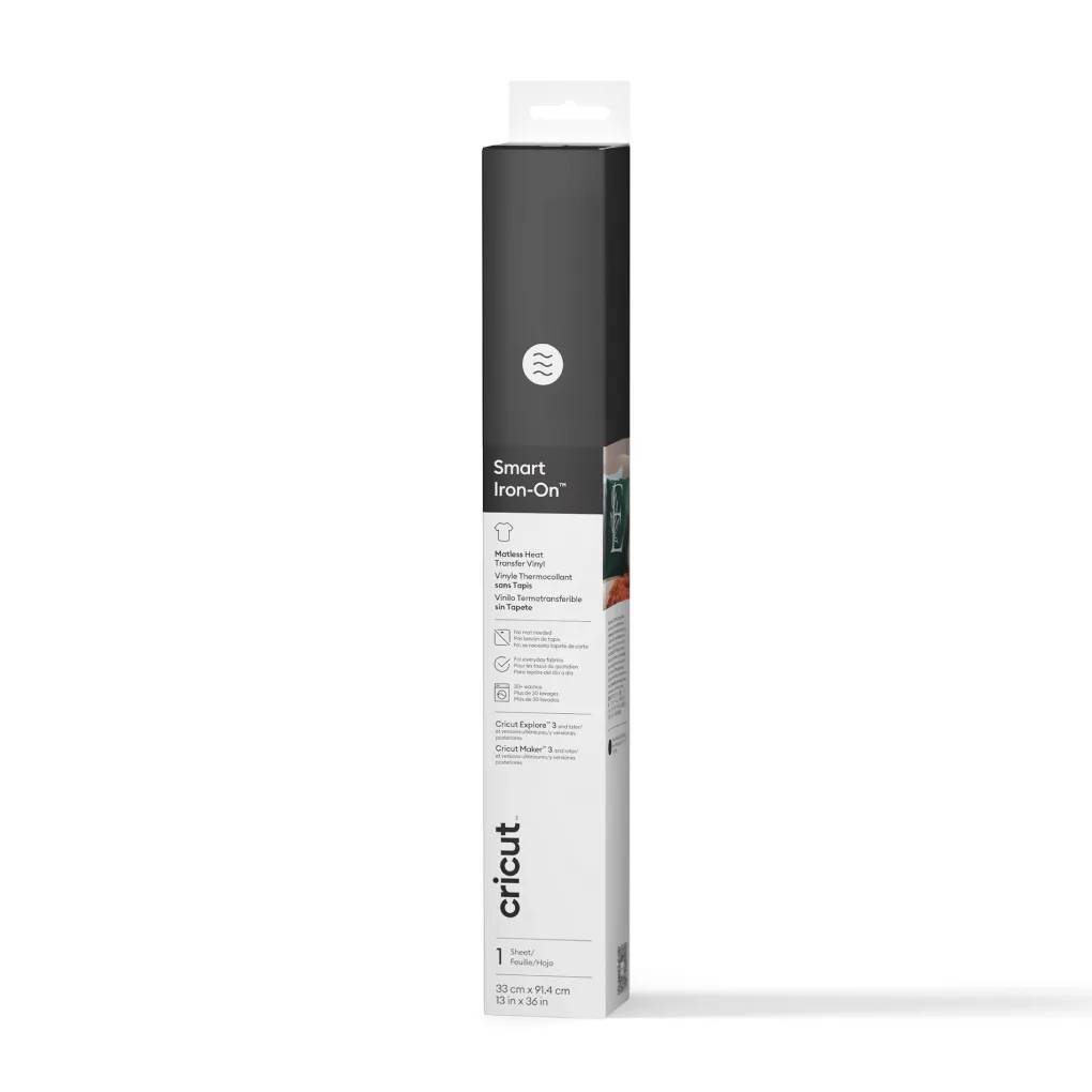 Cricut Thermocollant (htv)^Vinyle thermocollant sans tapis Smart Iron-On™ (0,9 m / 3 pi), Noir