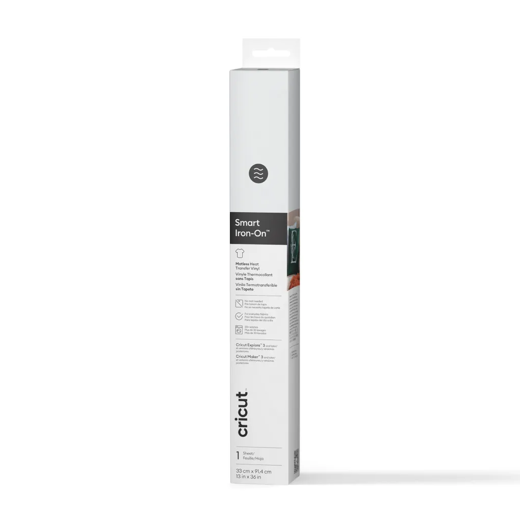 Cricut Thermocollant (htv)^Vinyle thermocollant sans tapis Smart Iron-On™ (0,9 m / 3 pi), Blanc